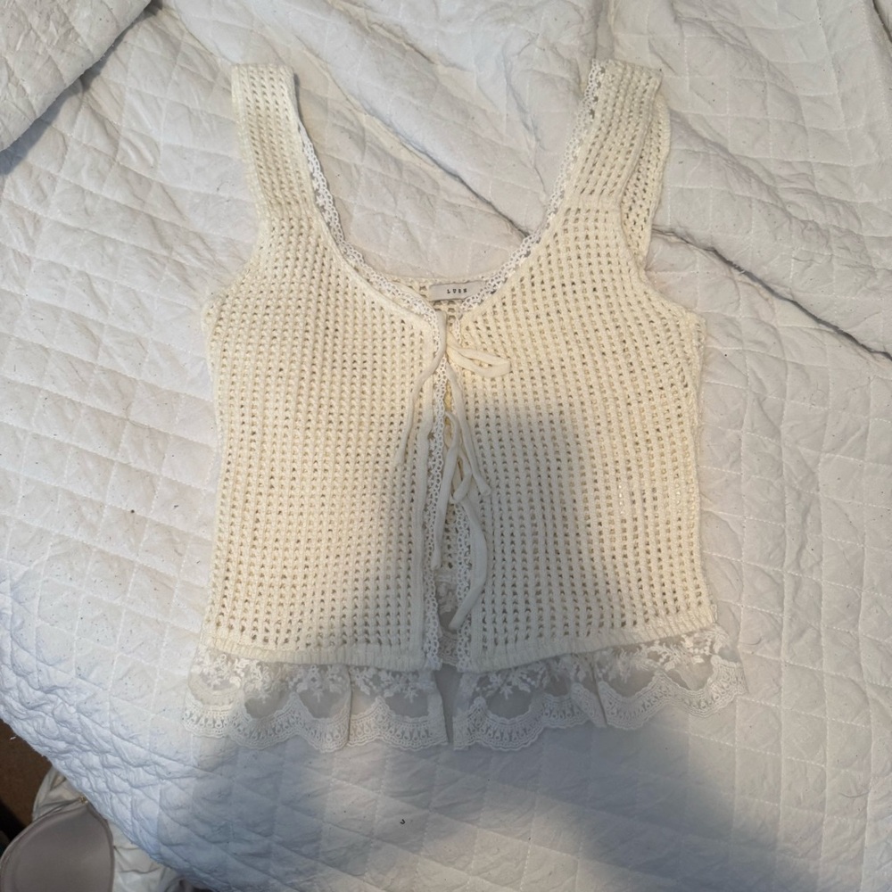 Lush vestiqie Sealed My Fate Top tank crochet knit crop - Picture 4 of 6